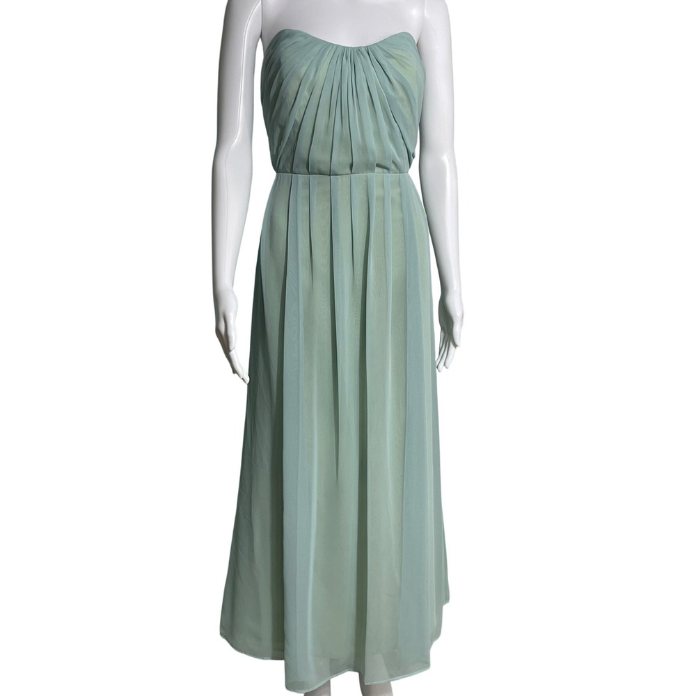 Jim Hjelm Occasions Mint Green Strapless Chiffon Maxi Dress 10 Y2K Formal Gown